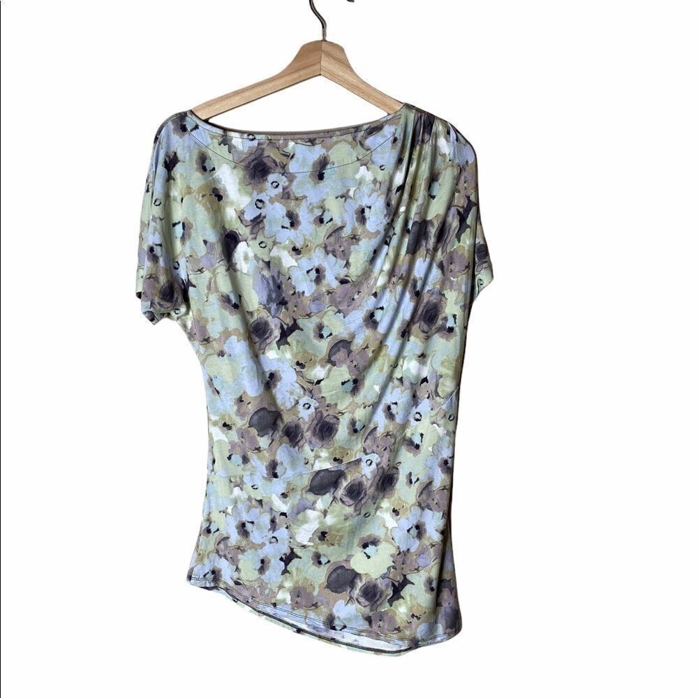 Deletta Floral Print Blouse - Blue and Green